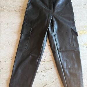 Wilfred Black Faux Leather Cargo Pants